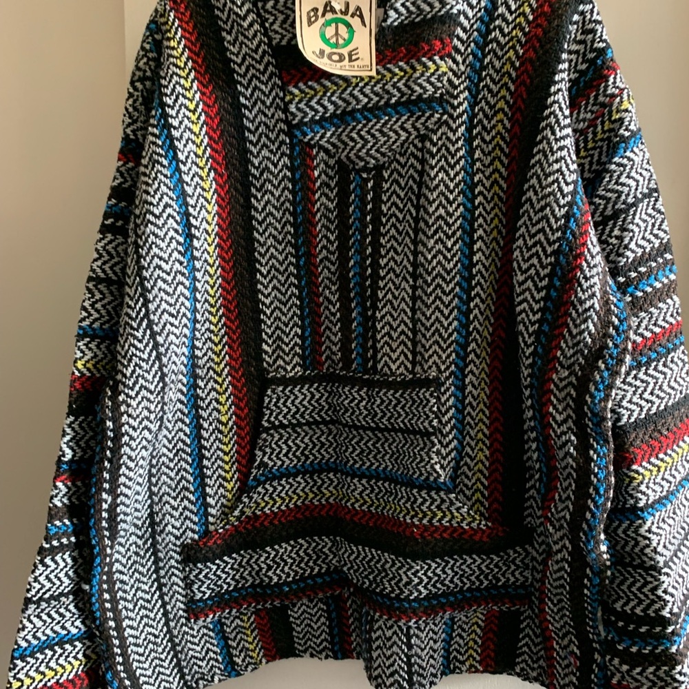 Baja Joe Striped Hooded Poncho